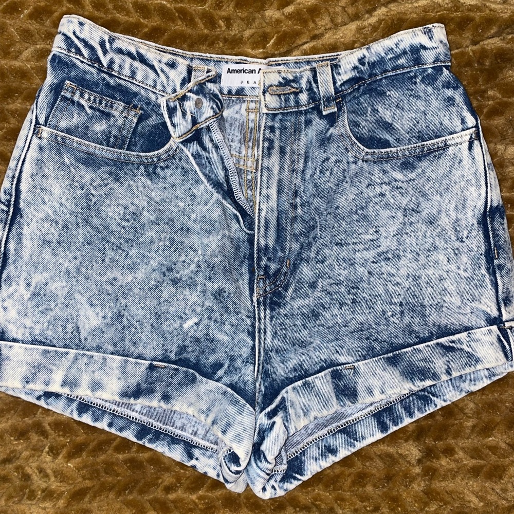 American Apparel high waisted acid wash shorts